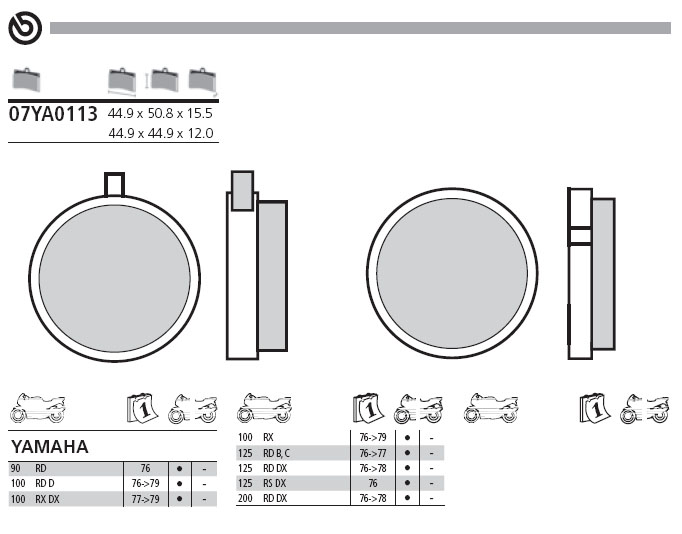 07YA0113 Brembo Brake Pad - Standard, front