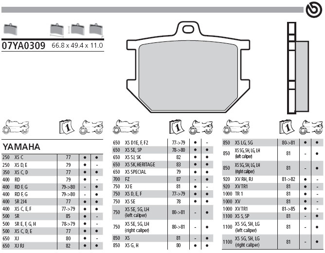 07YA0309 Brembo Brake Pad - Standard