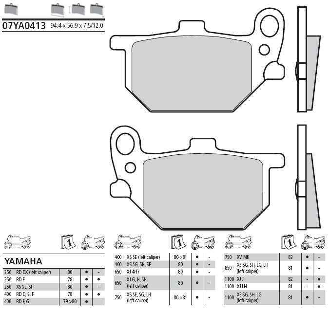 07YA0413 Brembo Brake Pad - Standard (left caliper)