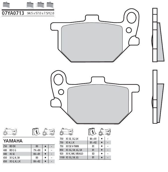 07YA0713 Brembo Brake Pad - Standard, front (right caliper)