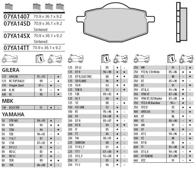 07YA1407 Brembo Brake Pad - Standard