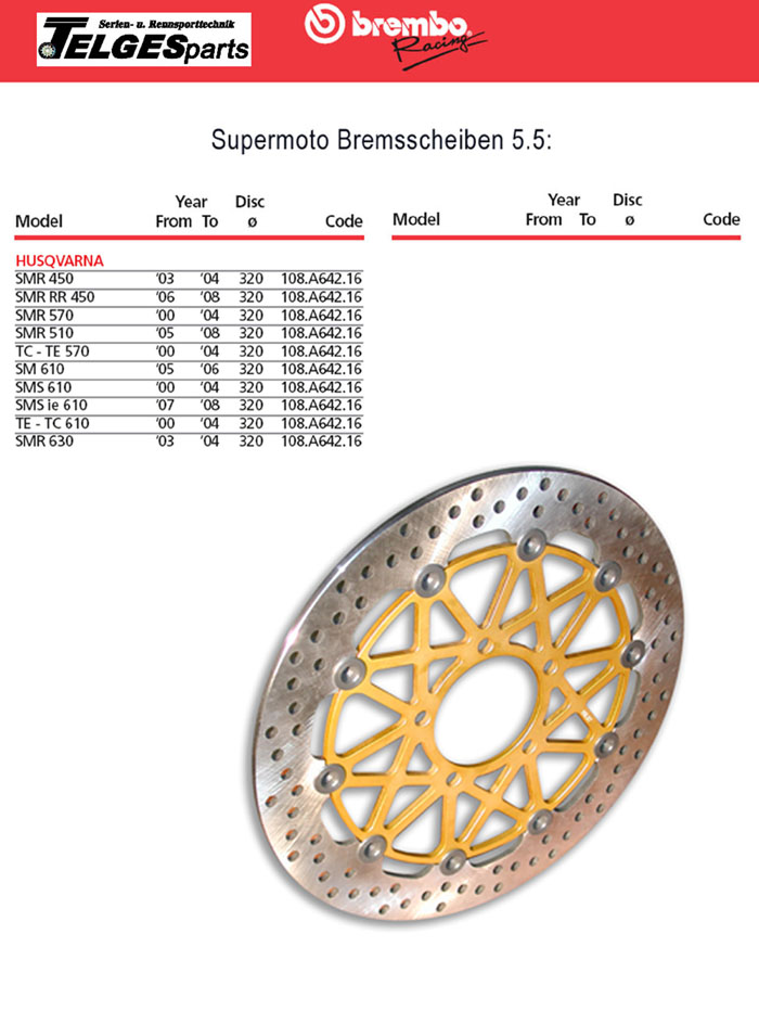 Brembo High-Performance Brake Disc 108A64216 Super Moto
