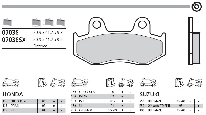 07038XS Brembo Brake Pad - Sintered