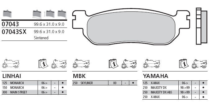 07043XS Brembo Brake Pad - Sintered, rear