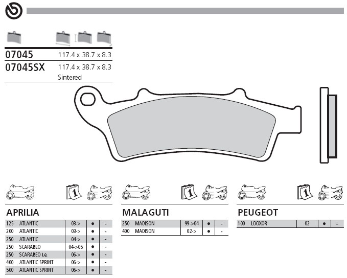 07045XS Brembo Brake Pad - Sintered, front