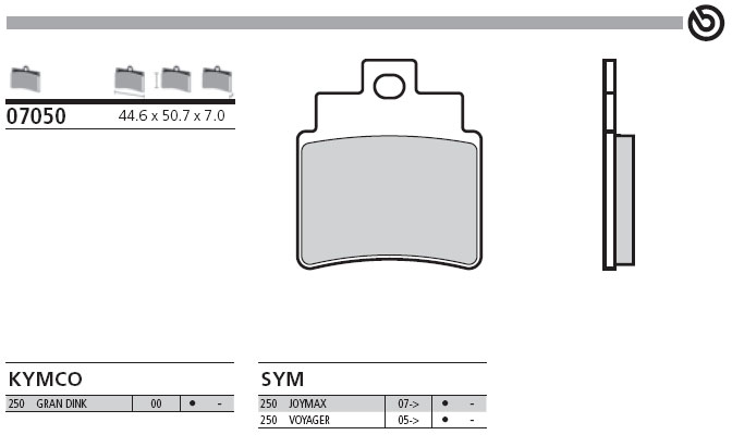 07050 Brembo Brake Pad - Standard, front