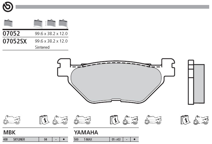 07052XS Brembo Brake Pad - Sintered, rear