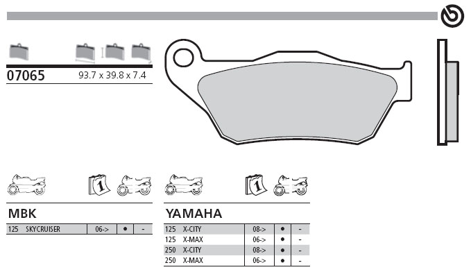 07065 Brembo Bremsbelag - Standard, vorne