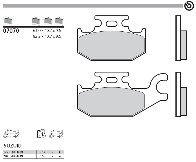 07070 Brembo Brake Pad - Standard, rear