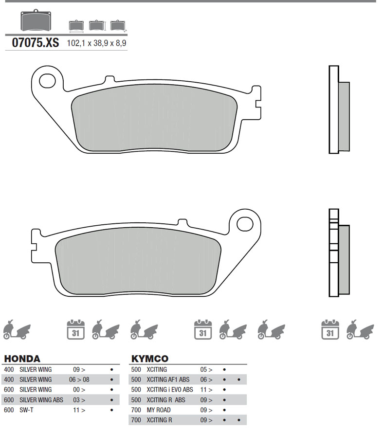 07075XS Brembo Bremsbelag - Sinter, hinten