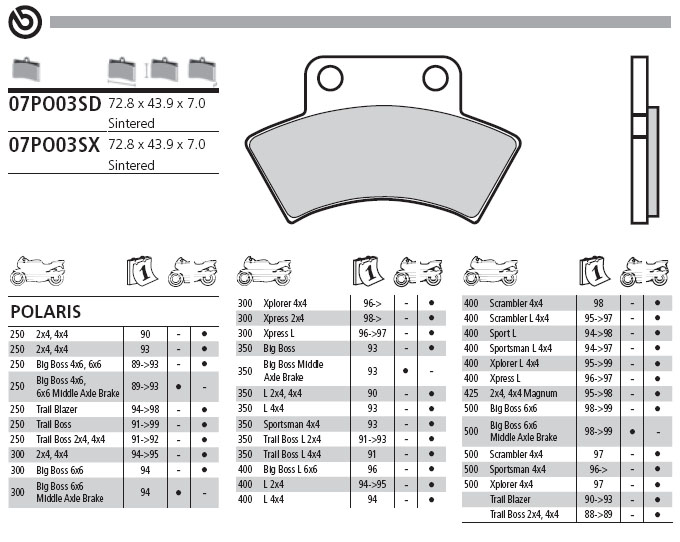 07PO03SX Brembo Brake Pad - Sintered, Off-Road - Race