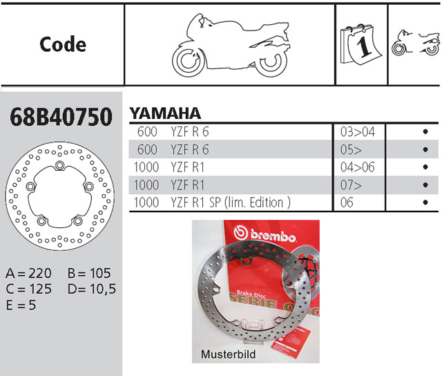 Brembo Brake Disc Performance Serie Oro 68B40750, rear