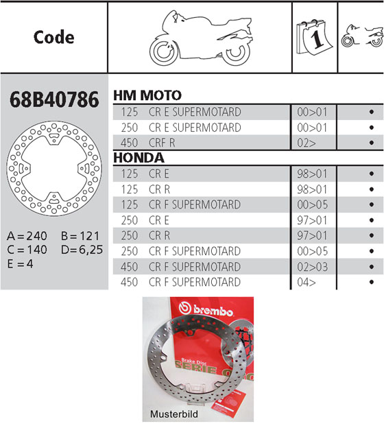 Brembo Brake Disc Performance Serie Oro 68B40786, rear