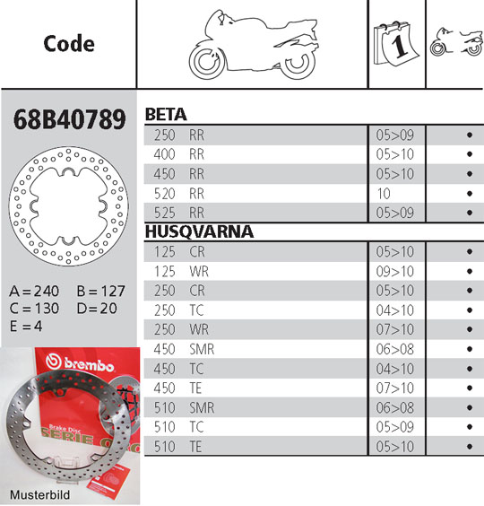 Brembo Bremsscheibe Performance Serie Oro 68B40789, hinten