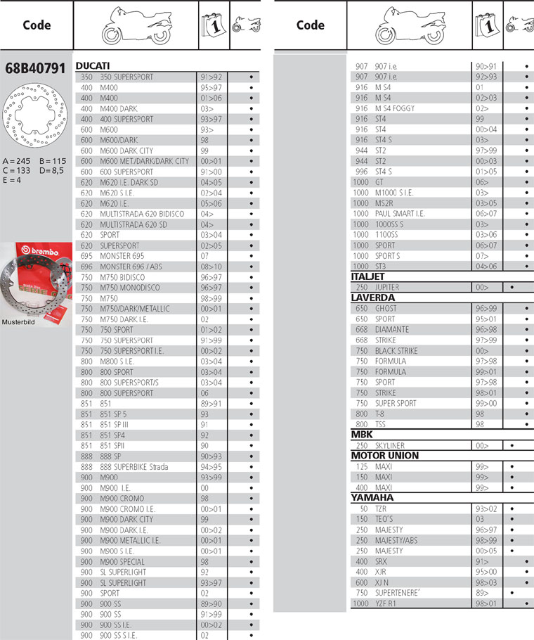 Brembo Brake Disc Performance Serie Oro 68B40791