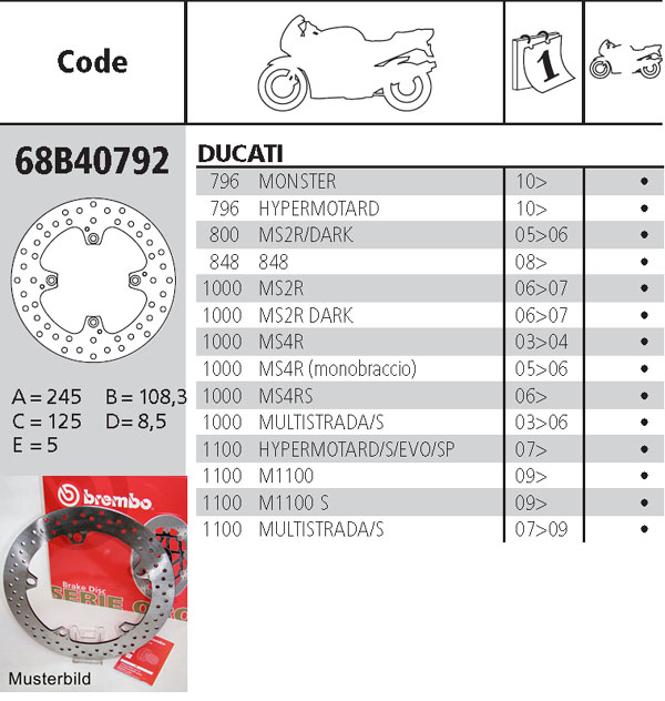 Brembo Bremsscheibe Performance Serie Oro 68B40792, hinten