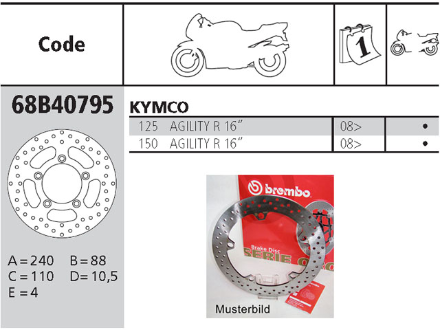 Brembo Brake Disc Performance Serie Oro 68B40795, rear