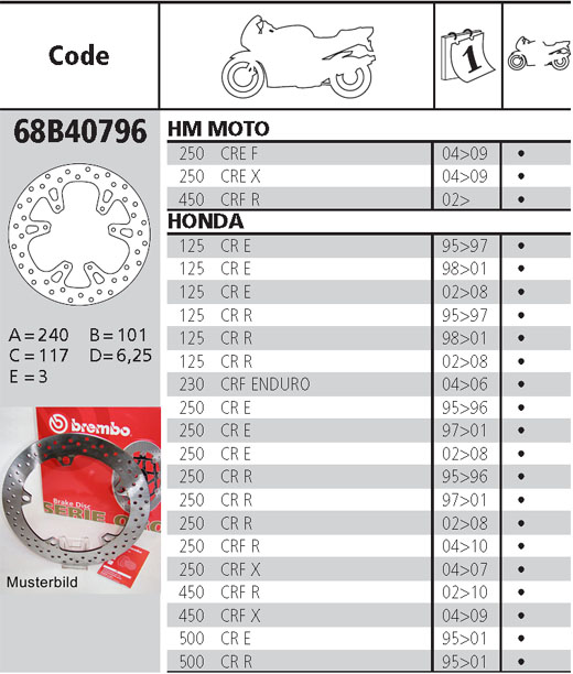 Brembo Brake Disc Performance Serie Oro 68B40796, front