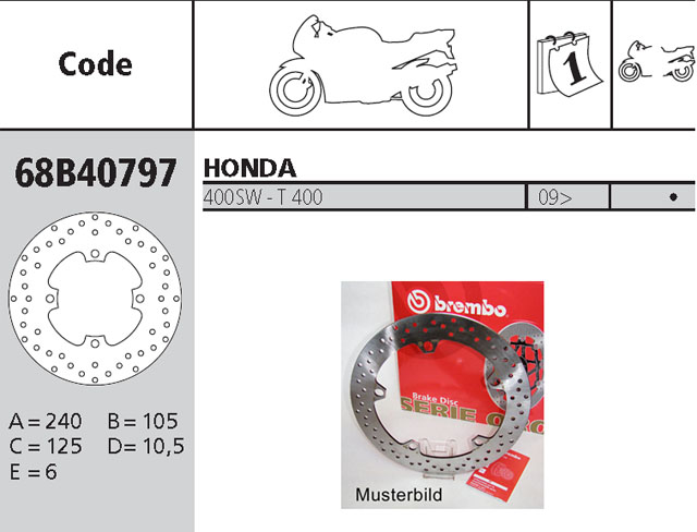 Brembo Bremsscheibe Performance Serie Oro 68B40797, hinten