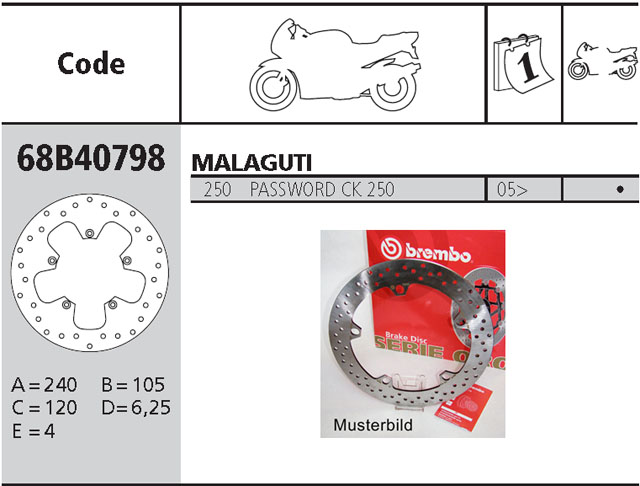 Brembo Brake Disc Performance Serie Oro 68B40798, rear