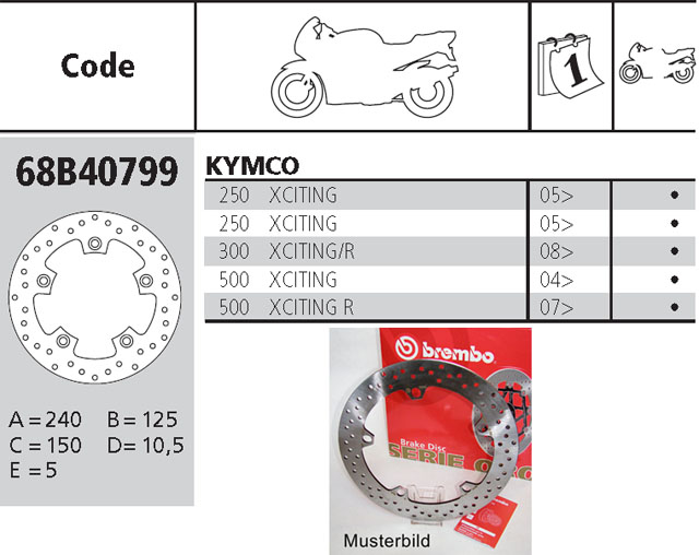 Brembo Bremsscheibe Performance Serie Oro 68B40799, hinten