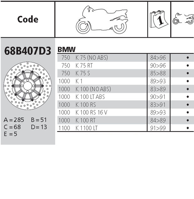 Brembo Brake Disc Performance Serie Oro 68B407D3, rear