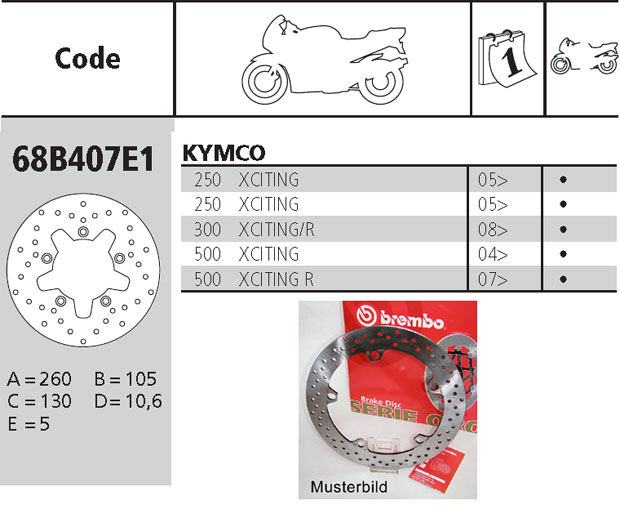 Brembo Brake Disc Performance Serie Oro 68B407E1, front