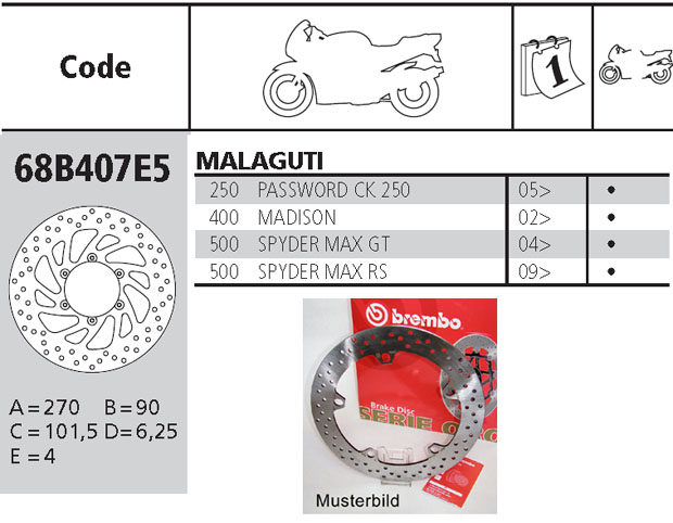 Brembo Brake Disc Performance Serie Oro 68B407E5, front