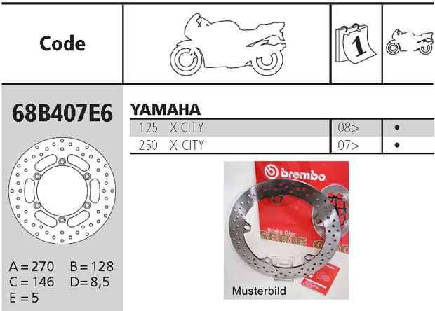 Brembo Bremsscheibe Performance Serie Oro 68B407E6, vorne