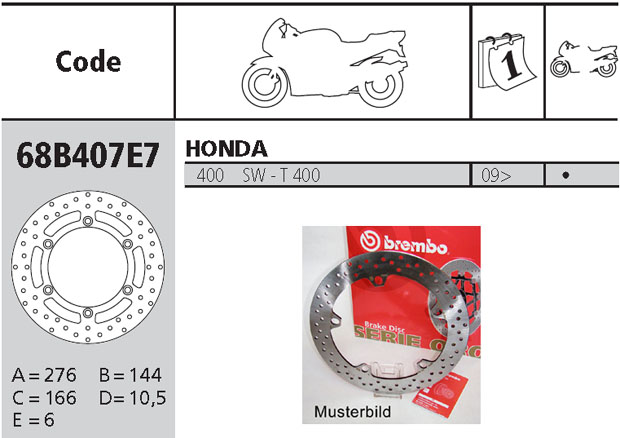 Brembo Brake Disc Performance Serie Oro 68B407E7, front