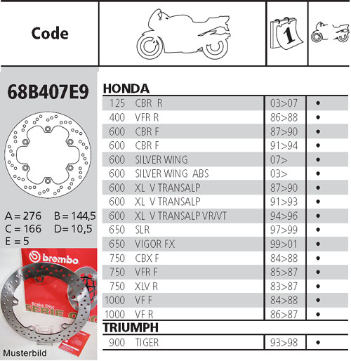 Brembo Bremsscheibe Performance Serie Oro 68B407E9, vorne