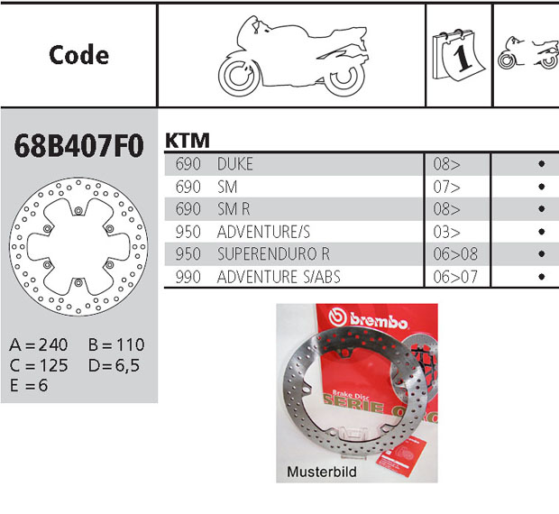 Brembo Brake Disc Performance Serie Oro 68B407F0, rear