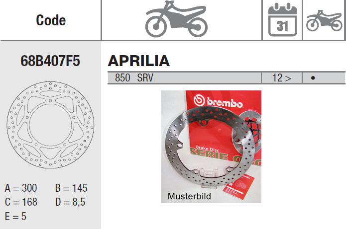 Brembo Bremsscheibe Performance Serie Oro 68B407F5, vorne