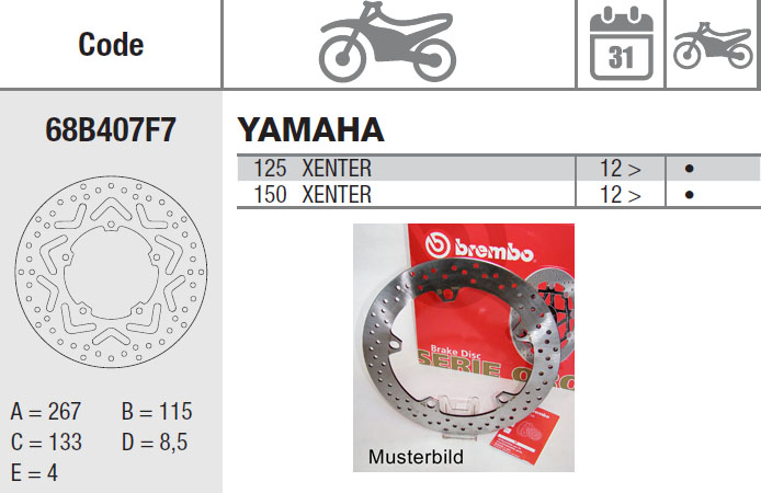 Brembo Bremsscheibe Performance Serie Oro 68B407F7, vorne