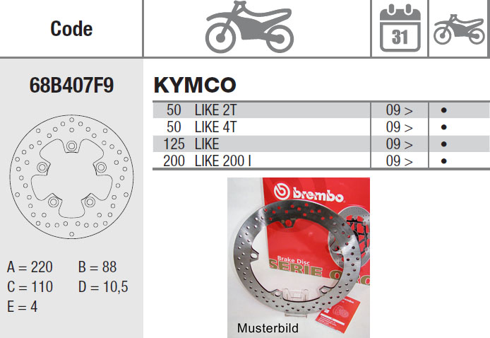 Brembo Bremsscheibe Performance Serie Oro 68B407F9, vorne