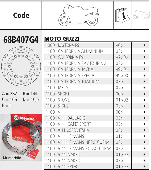 Brembo Bremsscheibe Performance Serie Oro 68B407G4, hinten