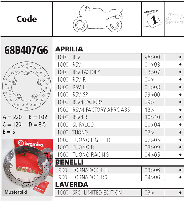 Brembo Brake Disc Performance Serie Oro 68B407G6, rear