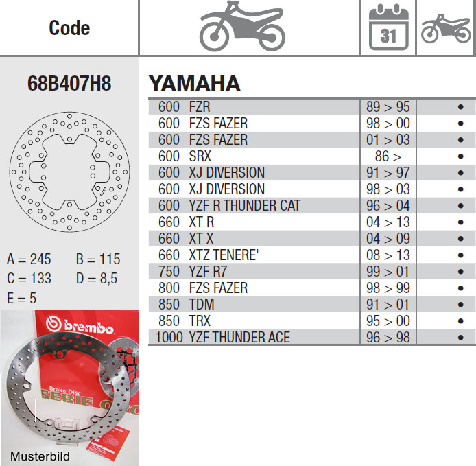 Brembo Bremsscheibe Performance Serie Oro 68B407H8, hinten