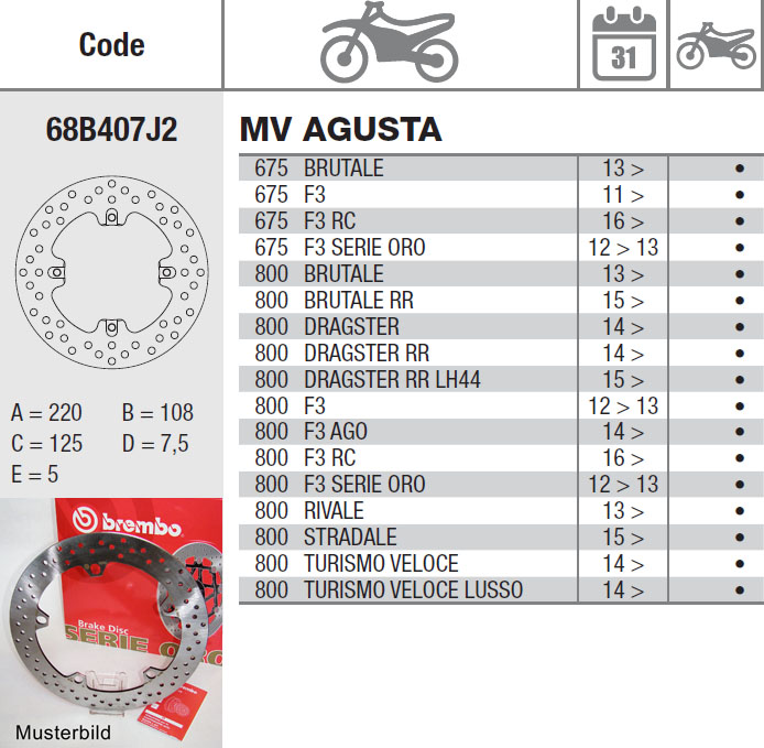 Brembo Bremsscheibe Performance Serie Oro 68B407J2, hinten