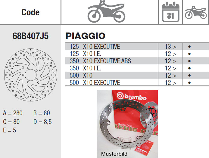 Brembo Bremsscheibe Performance Serie Oro 68B407J5, vorne