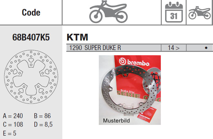 Brembo Brake Disc Performance Serie Oro 68B407K5, rear