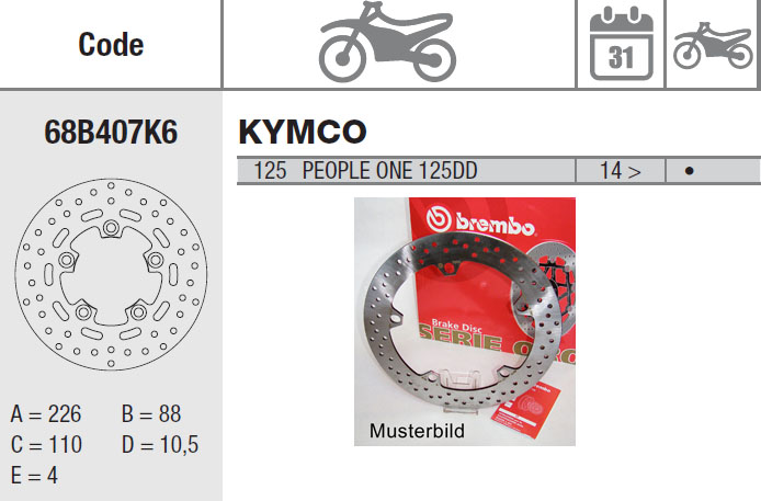 Brembo Bremsscheibe Performance Serie Oro 68B407K6, vorne