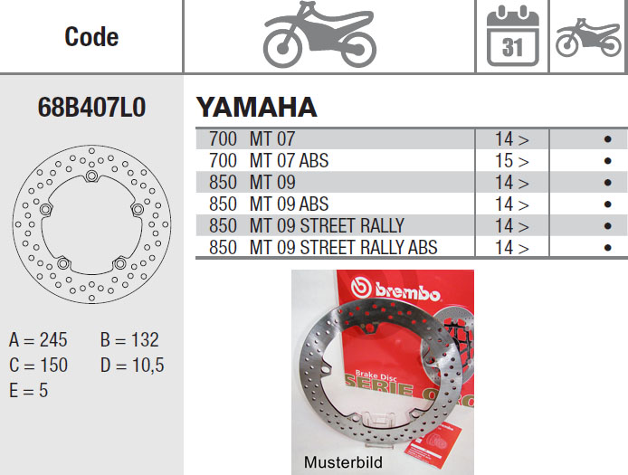 Brembo Bremsscheibe Performance Serie Oro 68B407L0, hinten