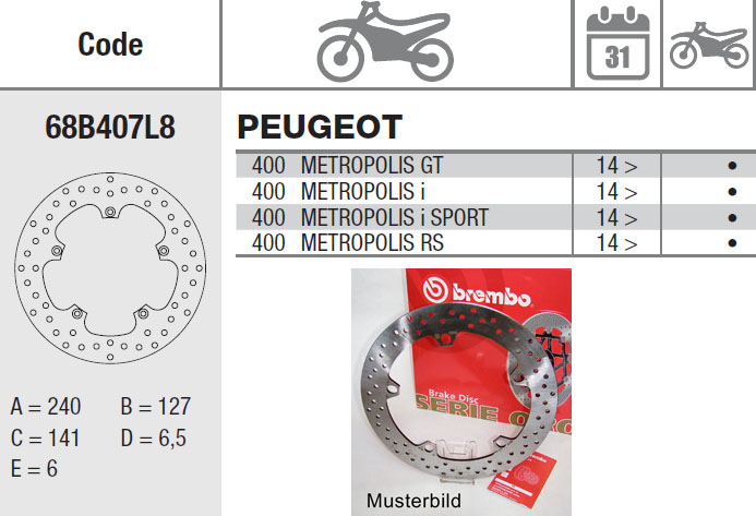 Brembo Bremsscheibe Performance Serie Oro 68B407L8, hinten