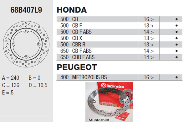 Brembo Bremsscheibe Performance Serie Oro 68B407L9, hinten