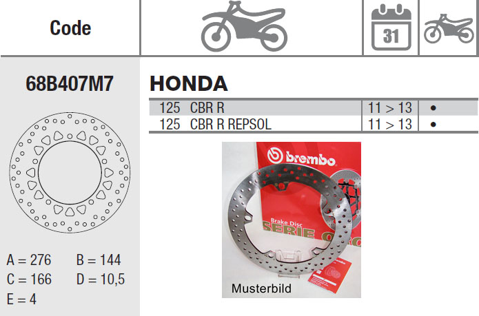 Brembo Bremsscheibe Performance Serie Oro 68B407M7, vorne