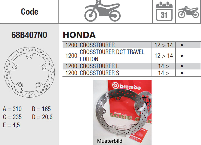 Brembo Brake Disc Performance Serie Oro 68B407N0, front