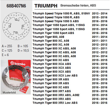 Brembo Bremsscheibe Performance Serie Oro 68B407N6, hinten