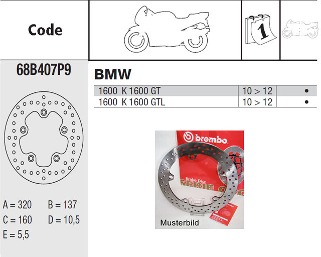 Brembo Brake Disc Performance Serie Oro 68B407P9, rear