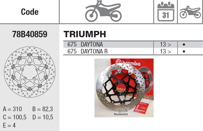 Brembo Brake Disc Performance Serie Oro 78B40859, front